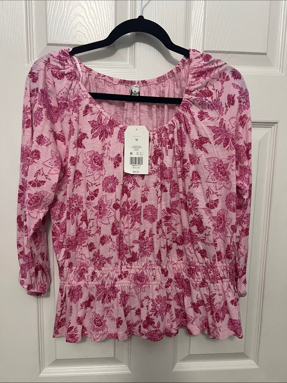 Women’s Pink Floral Peplum Blouse